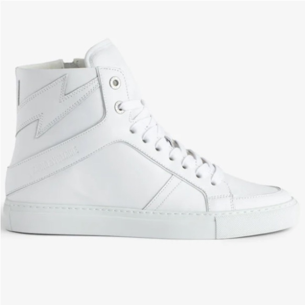 NWB Zadig & Voltaire High Flash White Leather Hi-Top Sneakers - Sz 7US